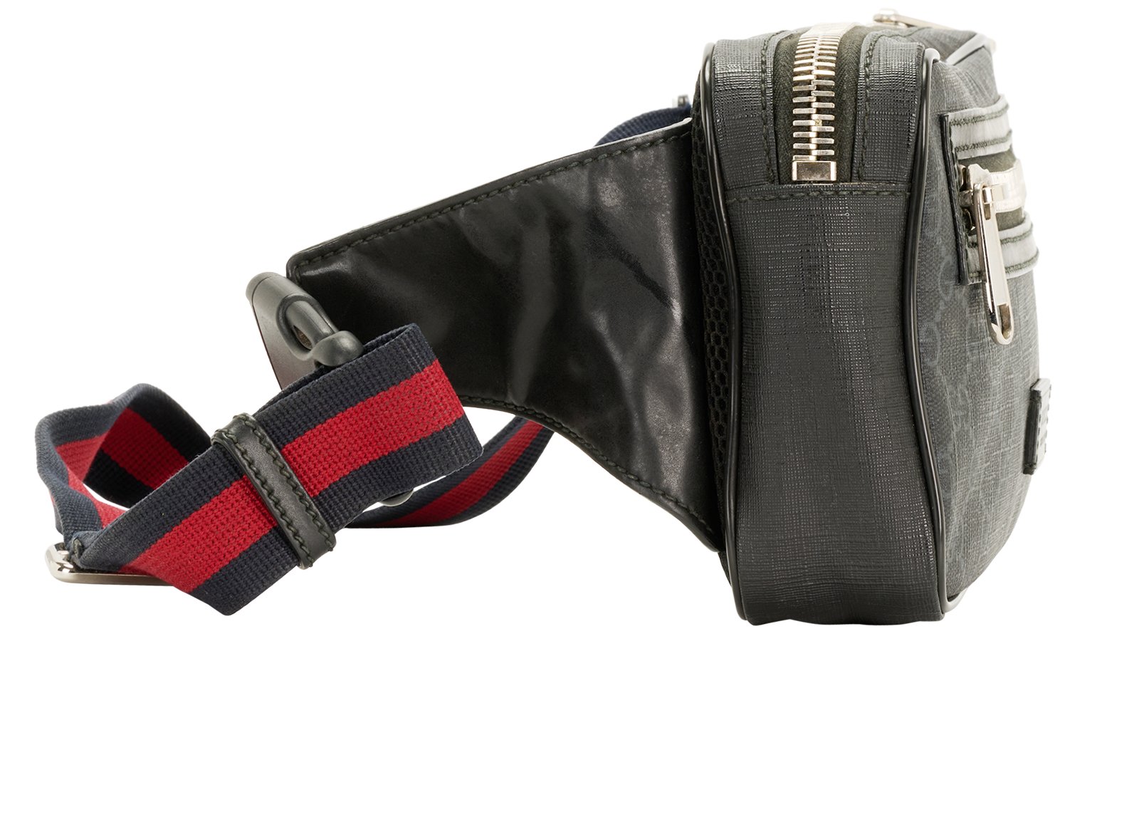 GG Web Belt Bag, &pound;450, Handbags, Black, Canvas, Side view